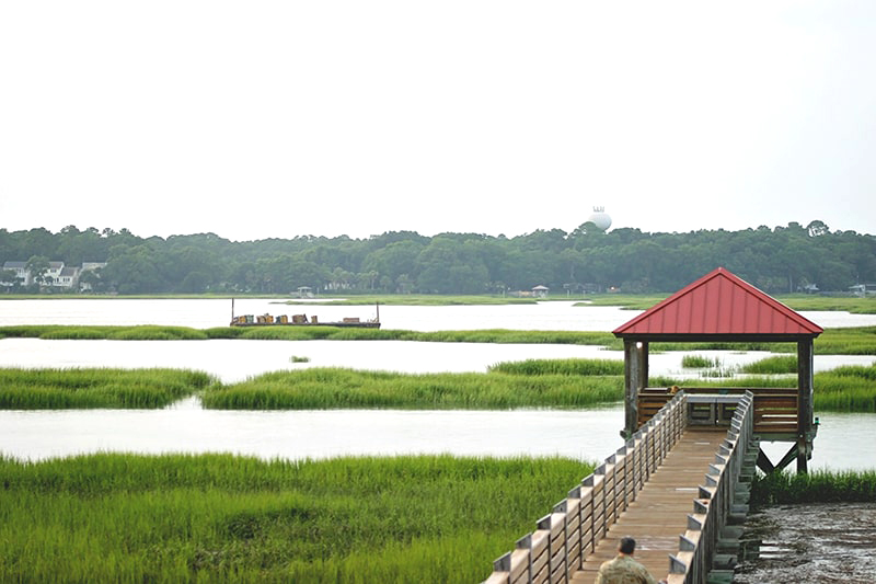 The Disney Resort Pier stretches out over Hilton Head's Broad Creek.