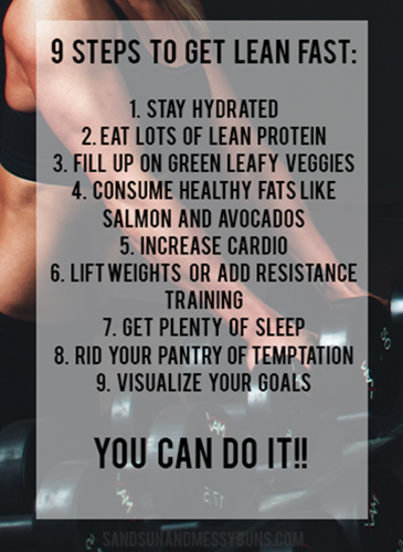 Printable list of 9 actionable items to help a person get lean fast.