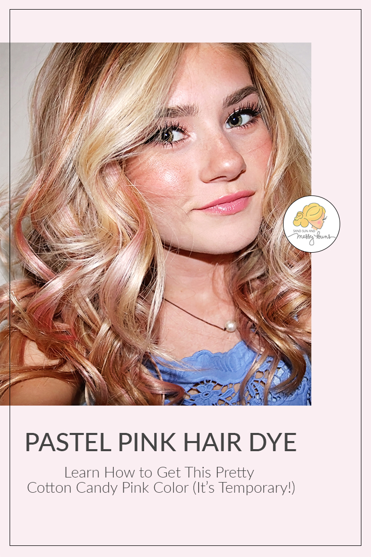 This pastel pink hair dye tutorial is perfect for getting a temporary cotton candy pink hair color! #pinkhairdontcare #pinkhair | sandsunandmessybuns.com