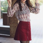 How to style a red corduroy skirt