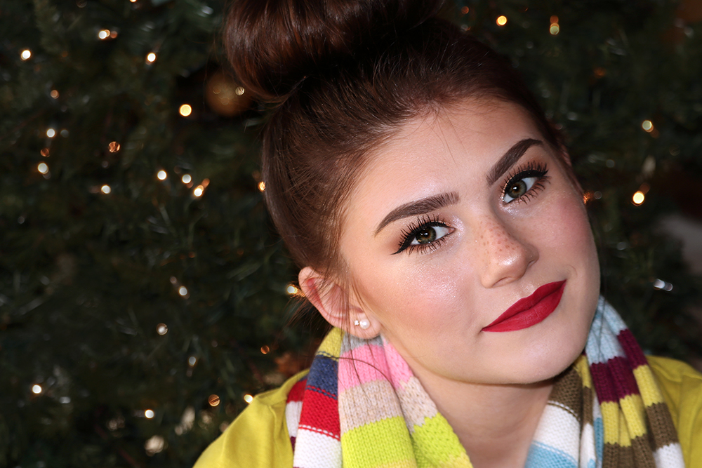 New video alert! A cheerful holiday makeup tutorial with bold red lips!