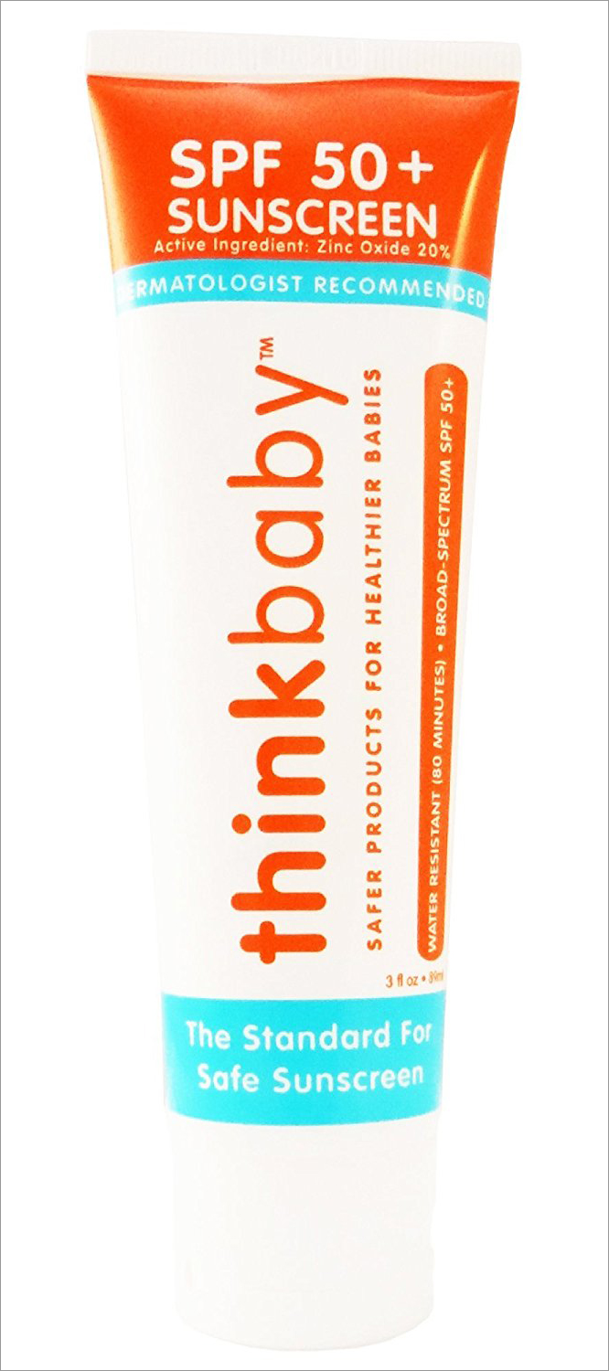 ThinkBaby Safe Sunscreen SPF 50 - #1 Amazon Best Seller in the Hand Creams & Lotions Category. This is a broad-spectrum sunscreen that protects against damaging UVA and UVB rays.