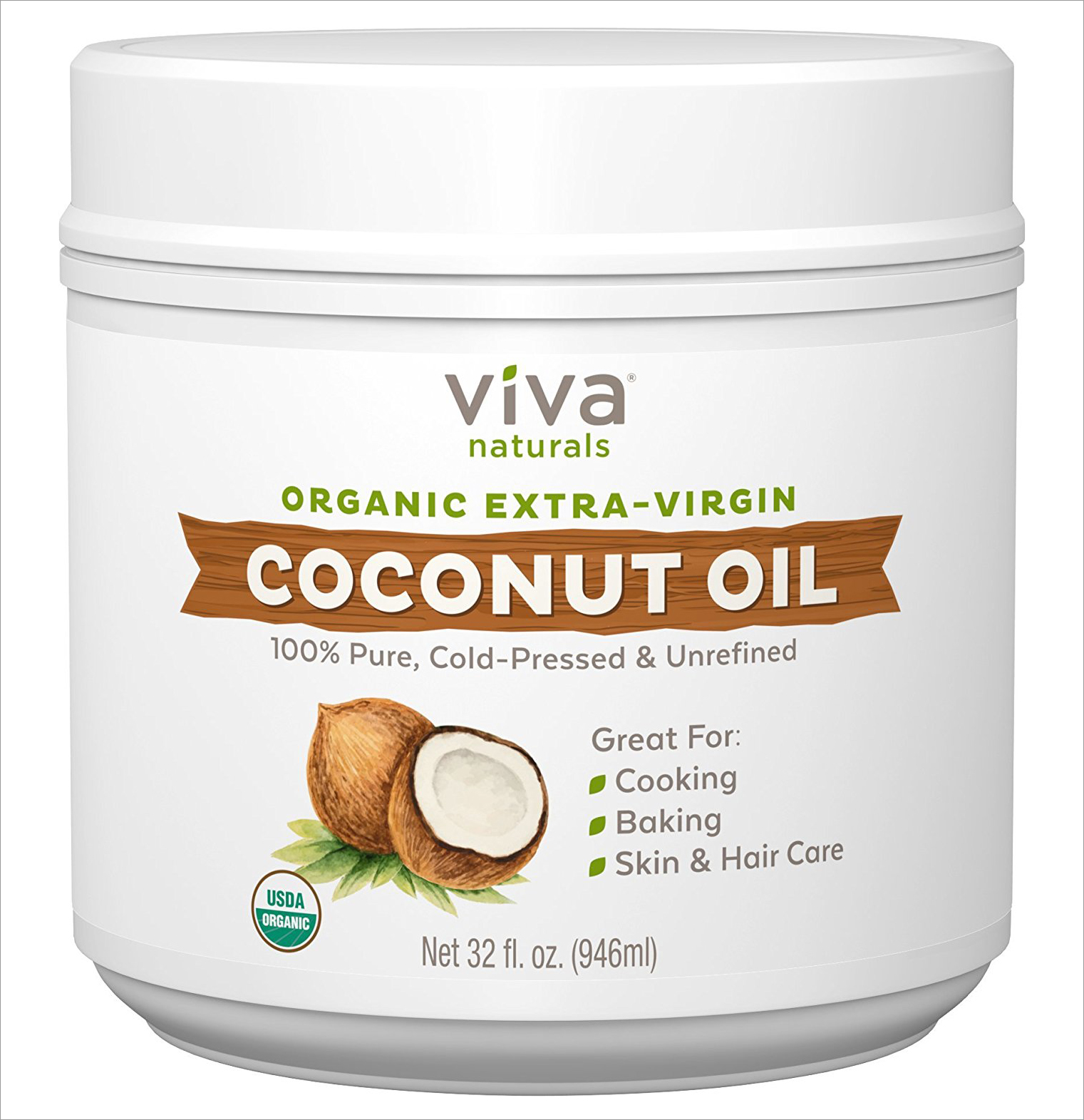 VIVA Organic Extra-Virgin Coconut Oil - Amazon skin care best seller in their skin and hair care categories