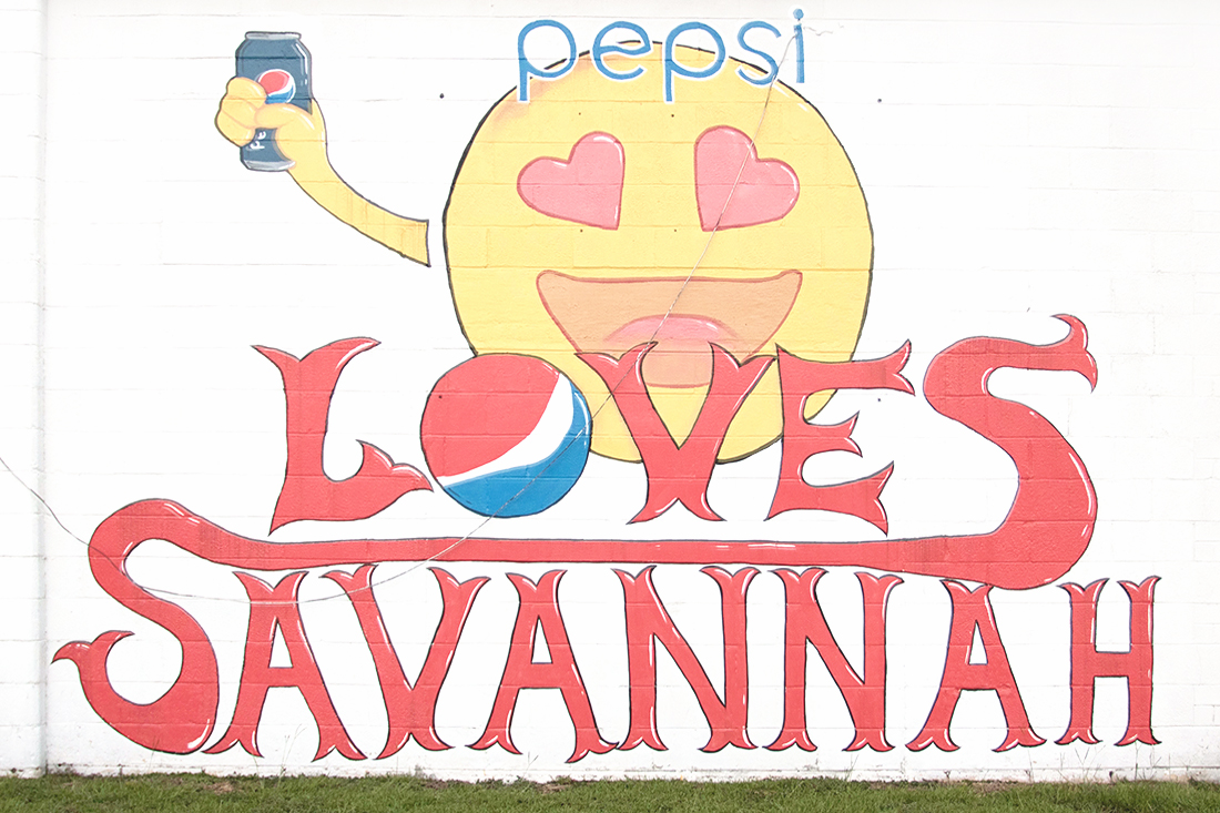 Pepsi Loves Savannah mural in Savannah, Georgia. #savannah #visitsavannah #savannahgeorgia #murals