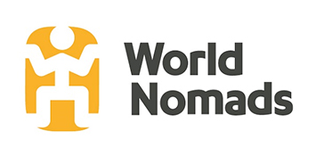 World Nomads logo with outline of a stick figure surrounded by an orange-colored rectangle.
