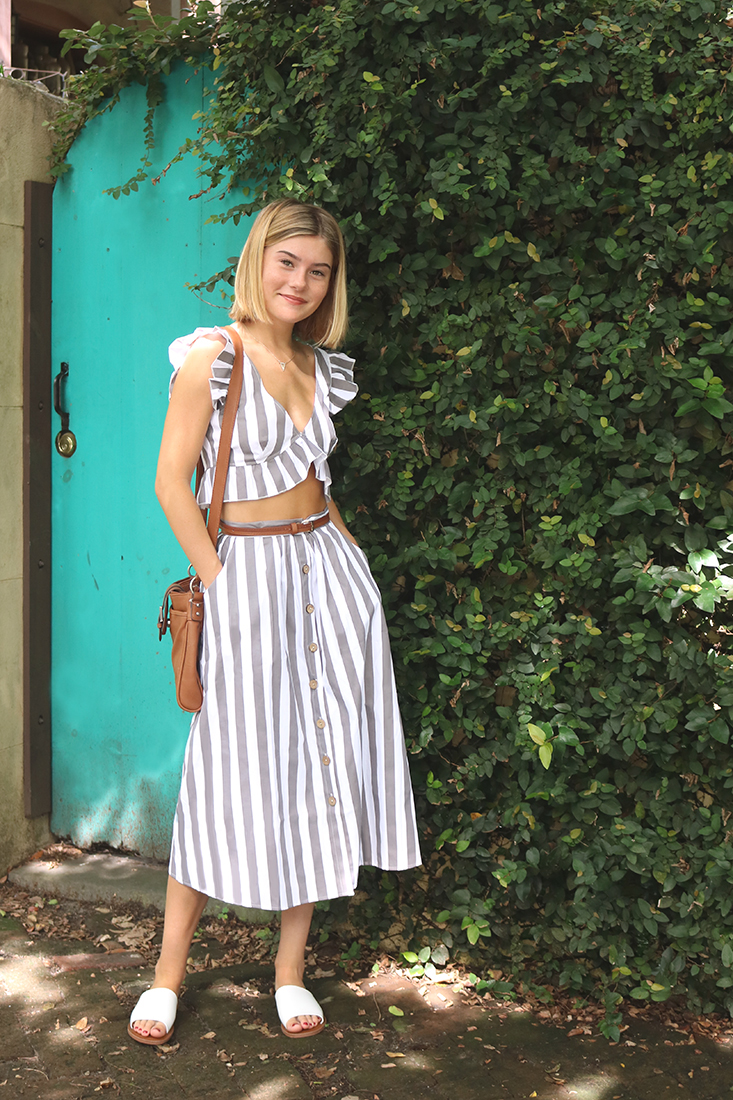 This 2-piece grey & white striped dress is perfect for summertime in the South! #summeroutfits #zafulhaul