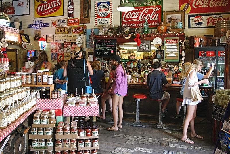 The Gruene Country Store soda fountain counter.